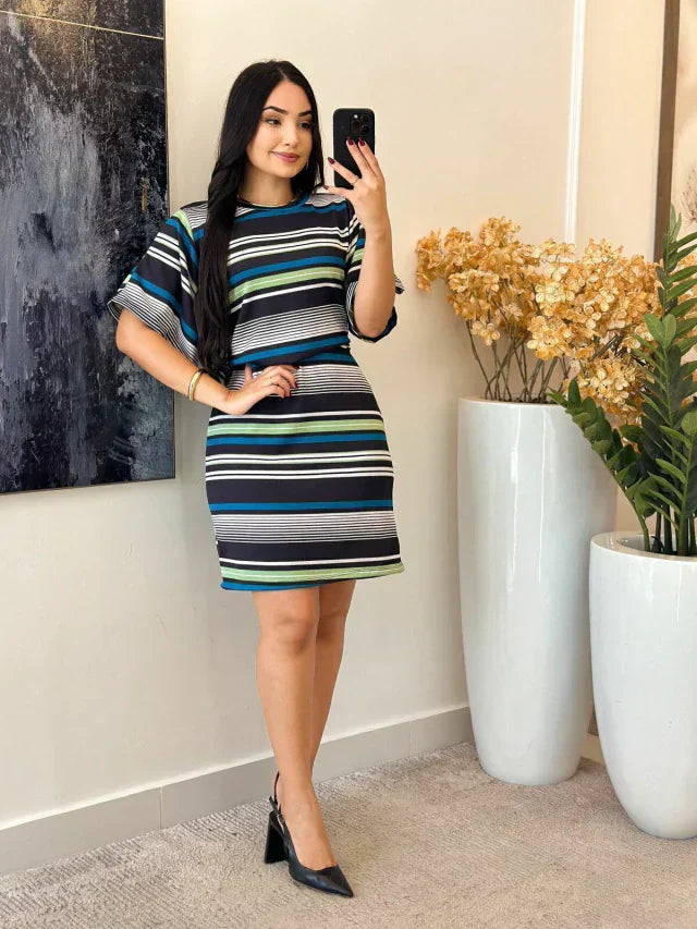 Vestido Crepinho | Manga Flare