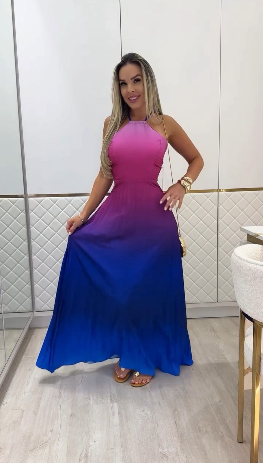 Vestido Plissado Degrade