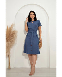 Conjunto Saia + Blusa Linho Decote Gota
