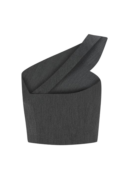 Conjunto Breena – Blusa Bustier de um Ombro Só + Calça de Cintura Alta com Modelagem