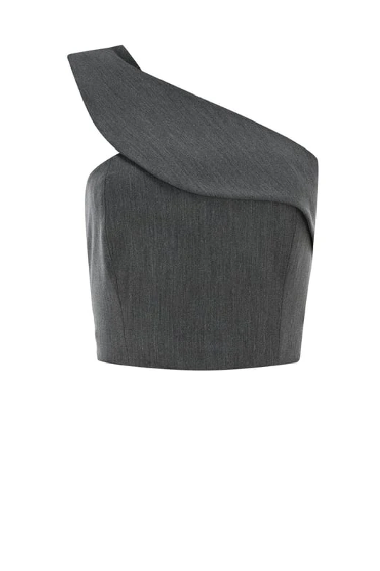 Conjunto Breena – Blusa Bustier de um Ombro Só + Calça de Cintura Alta com Modelagem