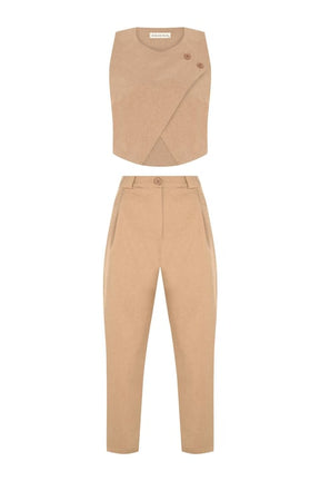 Conjunto Brita – Colete Elegante + Calça de Linho