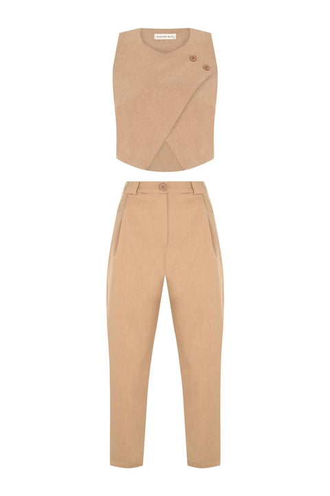 Conjunto Brita – Colete Elegante + Calça de Linho