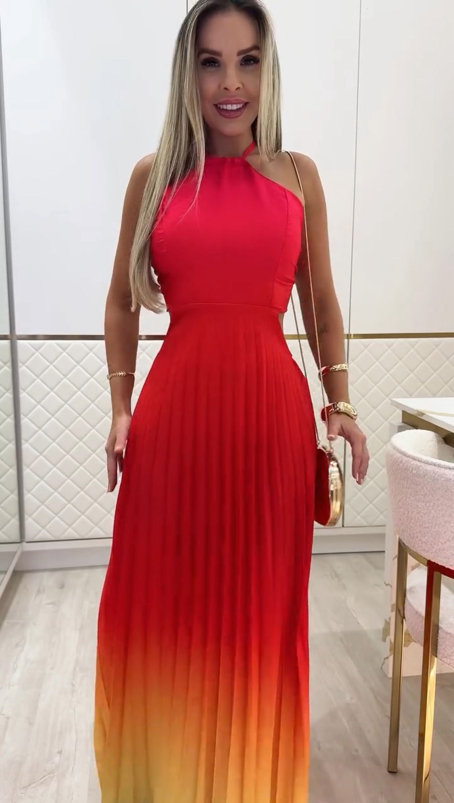 Vestido Plissado Degrade