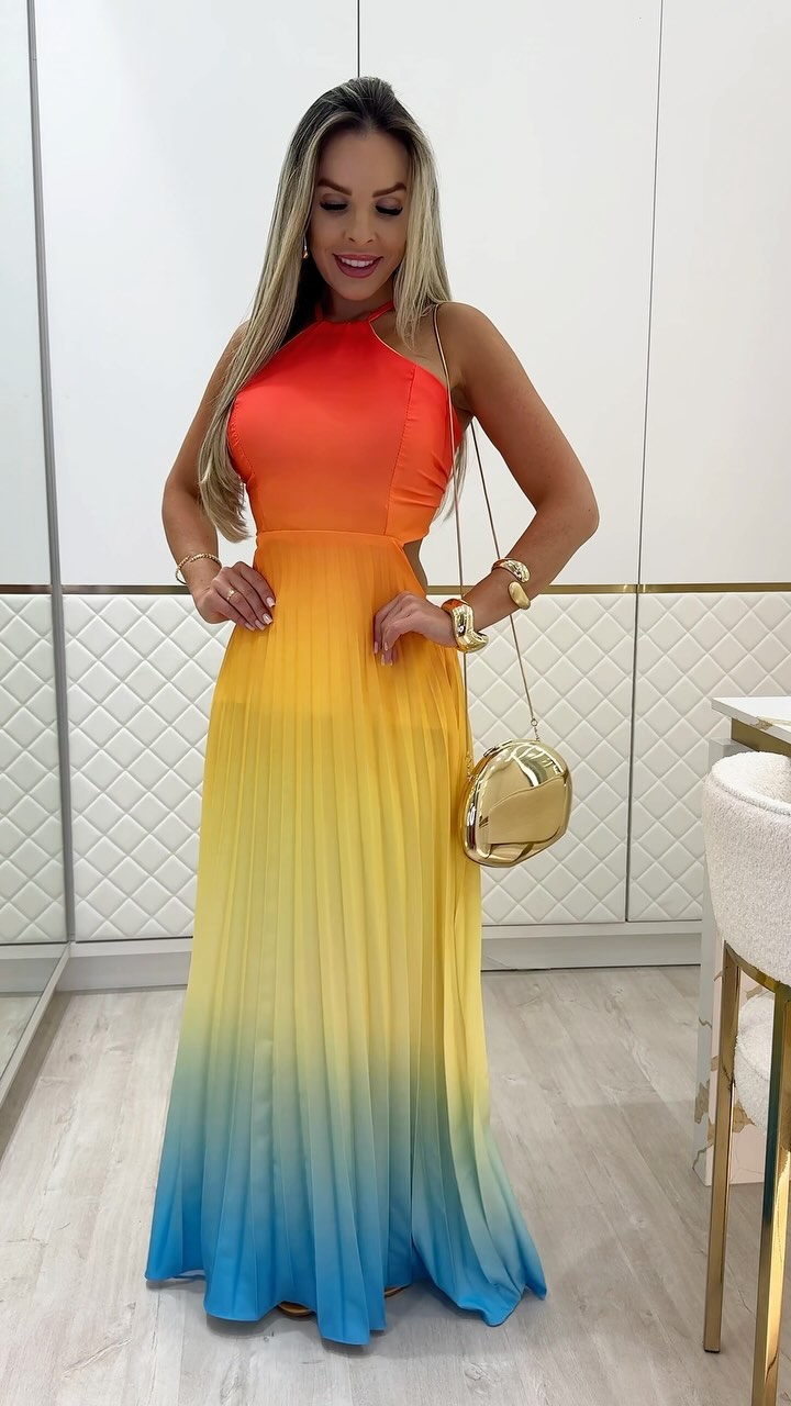 Vestido Plissado Degrade