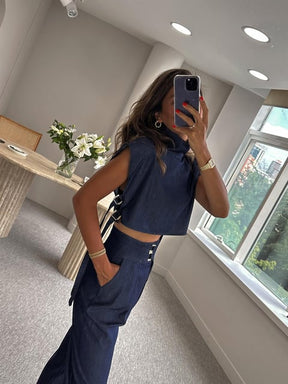 Conjunto Via – Blusa Fluida + Calça de Alfaiataria